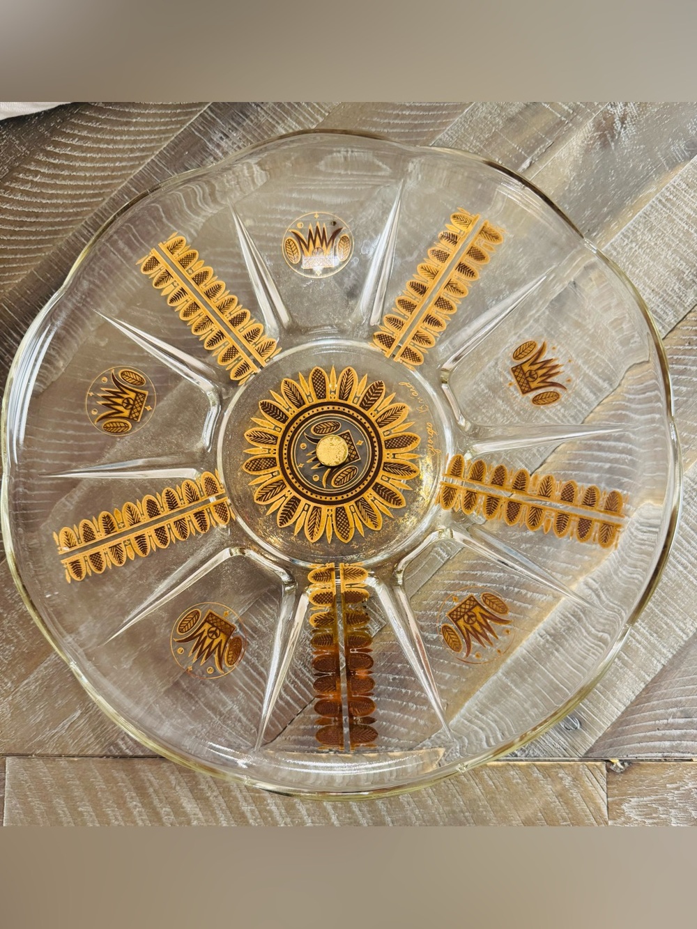 Vintage Georges Briard Gold Pedestal Cake Plate Stand MCM Signed
